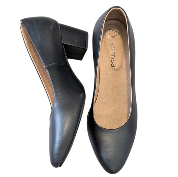 Ahimsa Vegan Bianca Black Pumps Heels EUR 39 US 8 - Picture 2 of 13